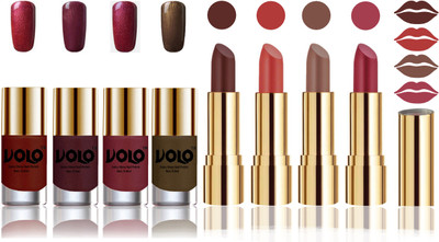 

Volo Perfect Combo of Ultra Shine Nail Polish and Velvet Matte Lipsticks(Set of 8)