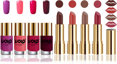 

Volo Perfect Combo of Ultra Shine Nail Polish and Velvet Matte Lipsticks(Set of 8)