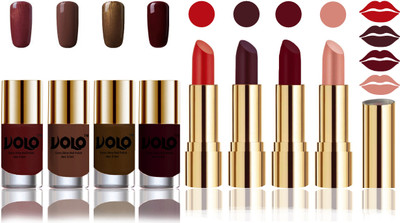 

Volo Perfect Combo of Ultra Shine Nail Polish and Velvet Matte Lipsticks(Set of 8)