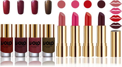 

Volo Perfect Combo of Ultra Shine Nail Polish and Velvet Matte Lipsticks(Set of 8)