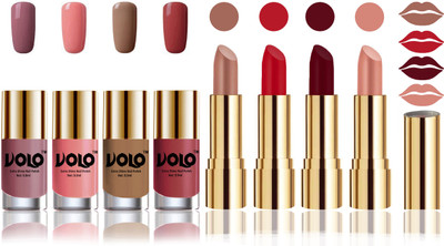 

Volo Perfect Combo of Ultra Shine Nail Polish and Velvet Matte Lipsticks(Set of 8)
