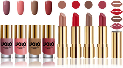 Volo Perfect Combo of Ultra Shine Nail Polish and Velvet Matte Lipsticks(8 Items in the set)