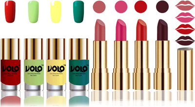 

Volo Perfect Combo of Ultra Shine Nail Polish and Velvet Matte Lipsticks(Set of 8)