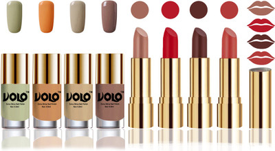 

Volo Perfect Combo of Ultra Shine Nail Polish and Velvet Matte Lipsticks(Set of 8)