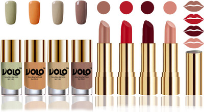

Volo Perfect Combo of Ultra Shine Nail Polish and Velvet Matte Lipsticks(Set of 8)