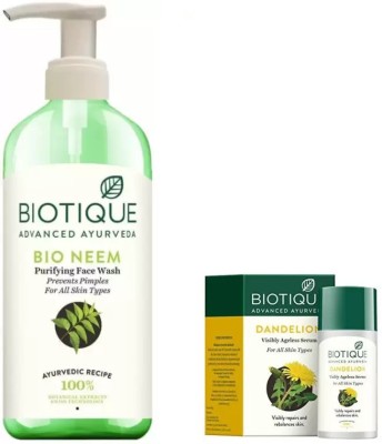 

BIOTIQUE BIO Bio Neem Purifying Face Wash, Bio Dandelion Ageless Lightening Serum(Set of 2)