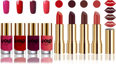 

Volo Perfect Combo of Ultra Shine Nail Polish and Velvet Matte Lipsticks(Set of 8)