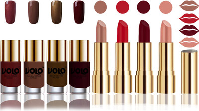 

Volo Perfect Combo of Ultra Shine Nail Polish and Velvet Matte Lipsticks(Set of 8)
