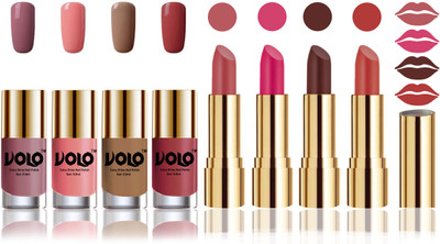 

Volo Perfect Combo of Ultra Shine Nail Polish and Velvet Matte Lipsticks(Set of 8)