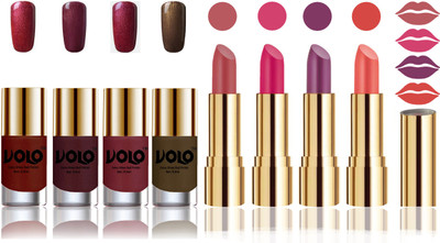 

Volo Perfect Combo of Ultra Shine Nail Polish and Velvet Matte Lipsticks(Set of 8)