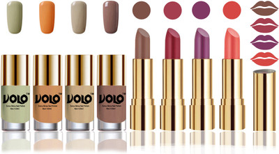 

Volo Perfect Combo of Ultra Shine Nail Polish and Velvet Matte Lipsticks(Set of 8)