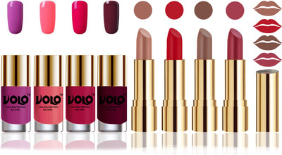 

Volo Perfect Combo of Ultra Shine Nail Polish and Velvet Matte Lipsticks(Set of 8)
