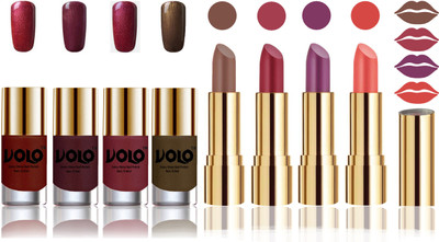 

Volo Perfect Combo of Ultra Shine Nail Polish and Velvet Matte Lipsticks(Set of 8)