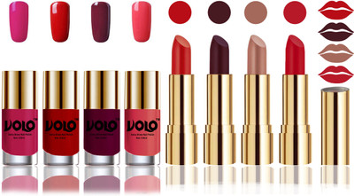 

Volo Perfect Combo of Ultra Shine Nail Polish and Velvet Matte Lipsticks(Set of 8)