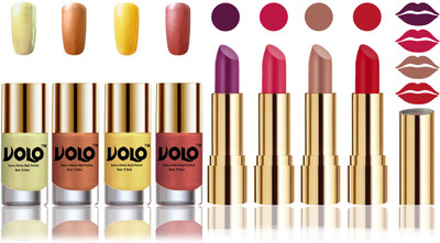 Volo Perfect Combo of Ultra Shine Nail Polish and Velvet Matte Lipsticks(Set of 8)