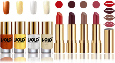 

Volo Perfect Combo of Ultra Shine Nail Polish and Velvet Matte Lipsticks(Set of 8)