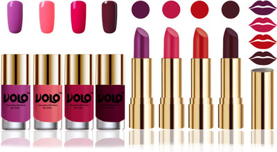 

Volo Perfect Combo of Ultra Shine Nail Polish and Velvet Matte Lipsticks(Set of 8)