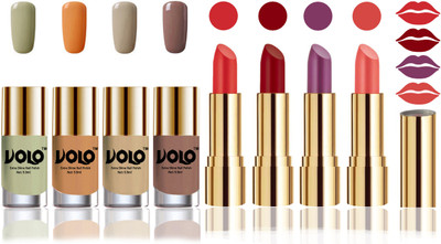 

Volo Perfect Combo of Ultra Shine Nail Polish and Velvet Matte Lipsticks(Set of 8)