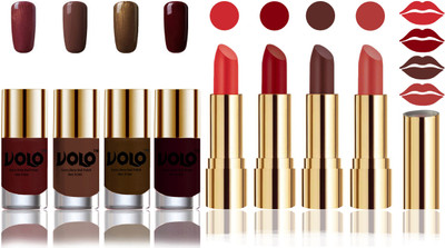 

Volo Perfect Combo of Ultra Shine Nail Polish and Velvet Matte Lipsticks(Set of 8)
