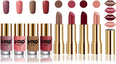 

Volo Perfect Combo of Ultra Shine Nail Polish and Velvet Matte Lipsticks(Set of 8)