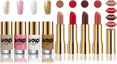 Volo Perfect Combo of Ultra Shine Nail Polish and Velvet Matte Lipsticks(Set of 8)