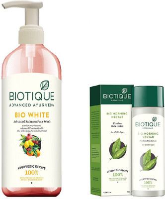 

BIOTIQUE BIO Bio Advanced Fairness Face Wash, Bio Morning Nectar Flawless Skin Lotion For All Skin Types(Set of 2)
