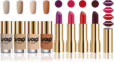 

Volo Perfect Combo of Ultra Shine Nail Polish and Velvet Matte Lipsticks(Set of 8)