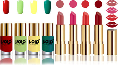 

Volo Perfect Combo of Ultra Shine Nail Polish and Velvet Matte Lipsticks(Set of 8)