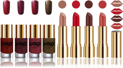

Volo Perfect Combo of Ultra Shine Nail Polish and Velvet Matte Lipsticks(Set of 8)