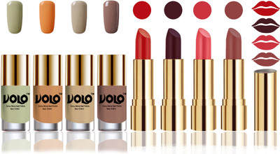 

Volo Perfect Combo of Ultra Shine Nail Polish and Velvet Matte Lipsticks(Set of 8)