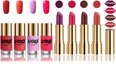 

Volo Perfect Combo of Ultra Shine Nail Polish and Velvet Matte Lipsticks(Set of 8)