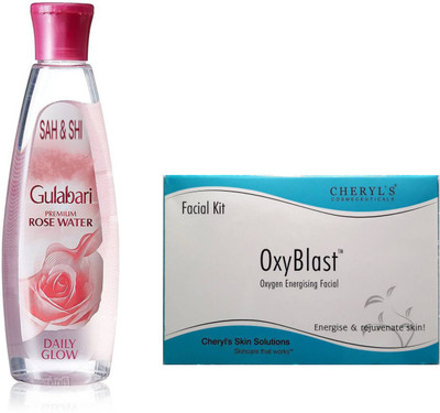 

Sah&Shi Rose water 250ML with Cheryl.s Oxy Blast Fairness facial Kit(Set of 2)
