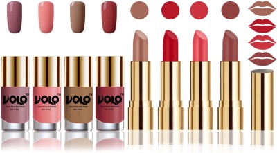 Volo Perfect Combo of Ultra Shine Nail Polish and Velvet Matte Lipsticks(8 Items in the set)