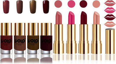 

Volo Perfect Combo of Ultra Shine Nail Polish and Velvet Matte Lipsticks(Set of 8)