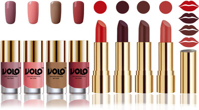

Volo Perfect Combo of Ultra Shine Nail Polish and Velvet Matte Lipsticks(Set of 8)