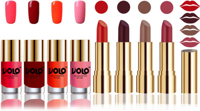 

Volo Perfect Combo of Ultra Shine Nail Polish and Velvet Matte Lipsticks(Set of 8)