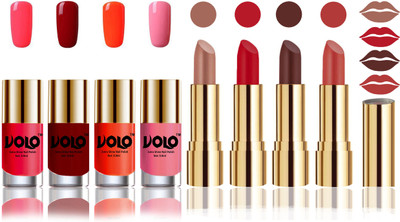 

Volo Perfect Combo of Ultra Shine Nail Polish and Velvet Matte Lipsticks(Set of 8)