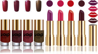 

Volo Perfect Combo of Ultra Shine Nail Polish and Velvet Matte Lipsticks(Set of 8)