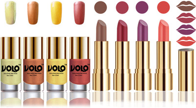 Volo Perfect Combo of Ultra Shine Nail Polish and Velvet Matte Lipsticks(Set of 8)