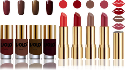

Volo Perfect Combo of Ultra Shine Nail Polish and Velvet Matte Lipsticks(Set of 8)