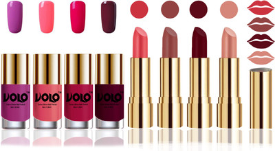

Volo Perfect Combo of Ultra Shine Nail Polish and Velvet Matte Lipsticks(Set of 8)