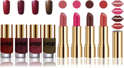 

Volo Perfect Combo of Ultra Shine Nail Polish and Velvet Matte Lipsticks(Set of 8)