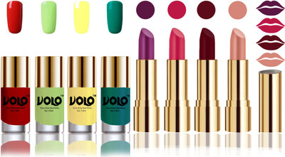 

Volo Perfect Combo of Ultra Shine Nail Polish and Velvet Matte Lipsticks(Set of 8)