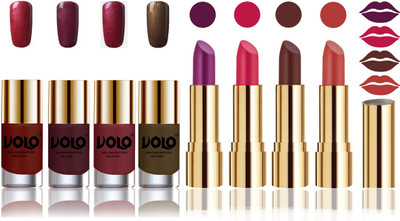 

Volo Perfect Combo of Ultra Shine Nail Polish and Velvet Matte Lipsticks(Set of 8)