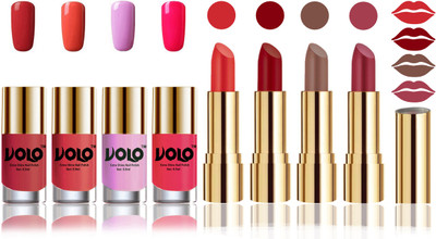 Volo Perfect Combo of Ultra Shine Nail Polish and Velvet Matte Lipsticks(Set of 8)