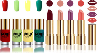 

Volo Perfect Combo of Ultra Shine Nail Polish and Velvet Matte Lipsticks(Set of 8)