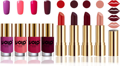 

Volo Perfect Combo of Ultra Shine Nail Polish and Velvet Matte Lipsticks(Set of 8)