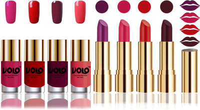 

Volo Perfect Combo of Ultra Shine Nail Polish and Velvet Matte Lipsticks(Set of 8)