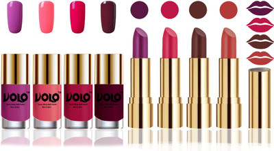 

Volo Perfect Combo of Ultra Shine Nail Polish and Velvet Matte Lipsticks(Set of 8)
