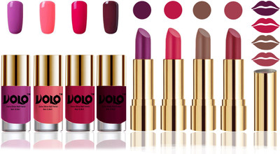 

Volo Perfect Combo of Ultra Shine Nail Polish and Velvet Matte Lipsticks(Set of 8)